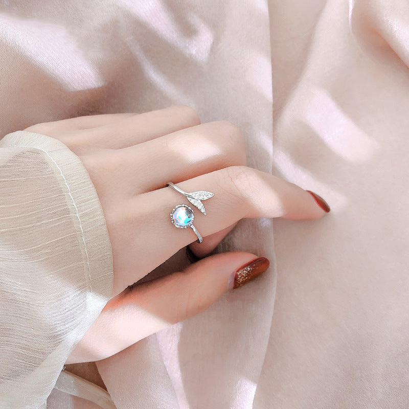 Style Temperament Wild Mermaid Bubble Female Colored Glaze Fishtail Ring