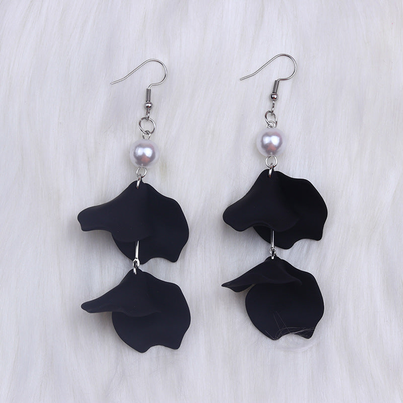 Women's Bohemian Style Pearl Petal Long Acrylic Earrings