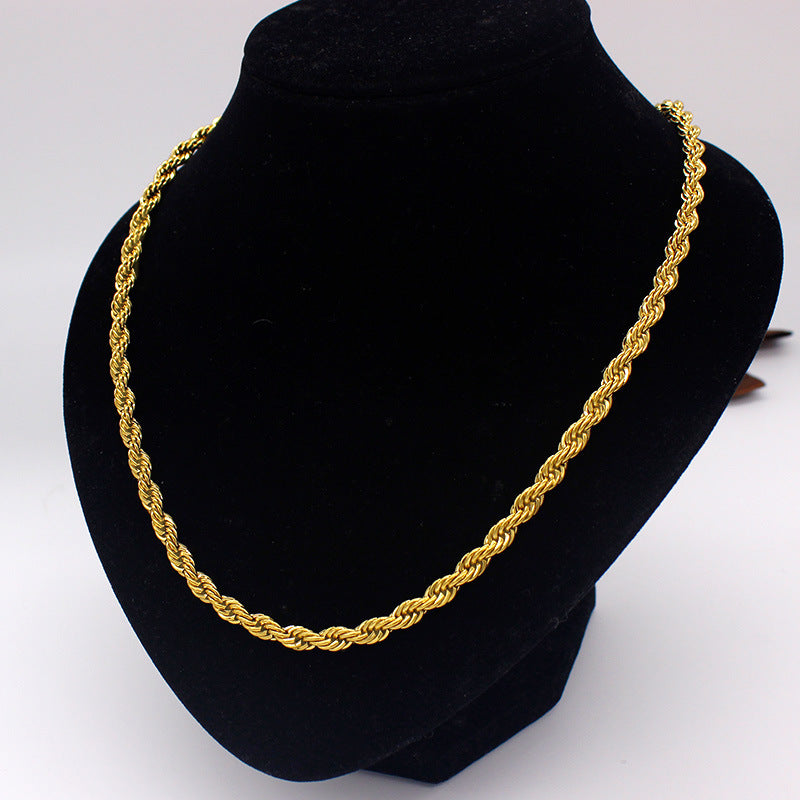Style Hemp Flowers Chain Vacuum Electroplating Couple Necklaces