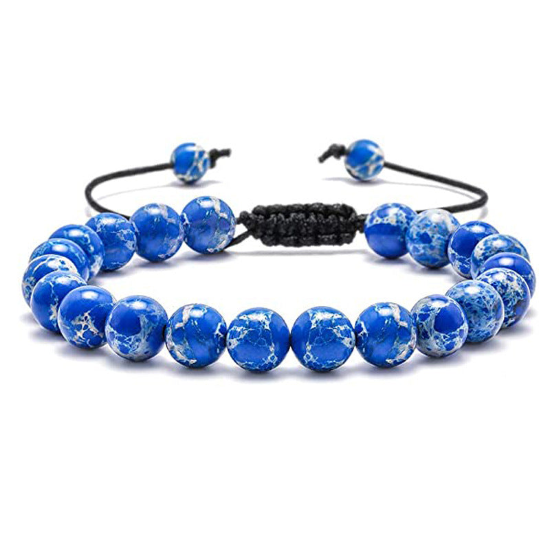 White Turquoise Woven Tigereye Lava Stone Bracelet