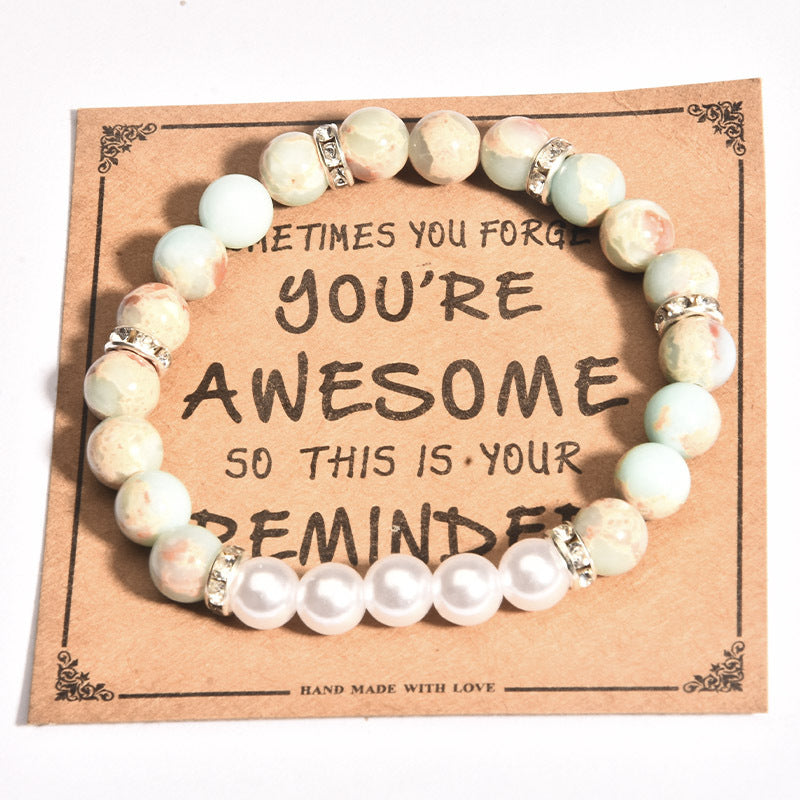 Listed Stone Pink Zebra Elastic String Imitation Bracelets