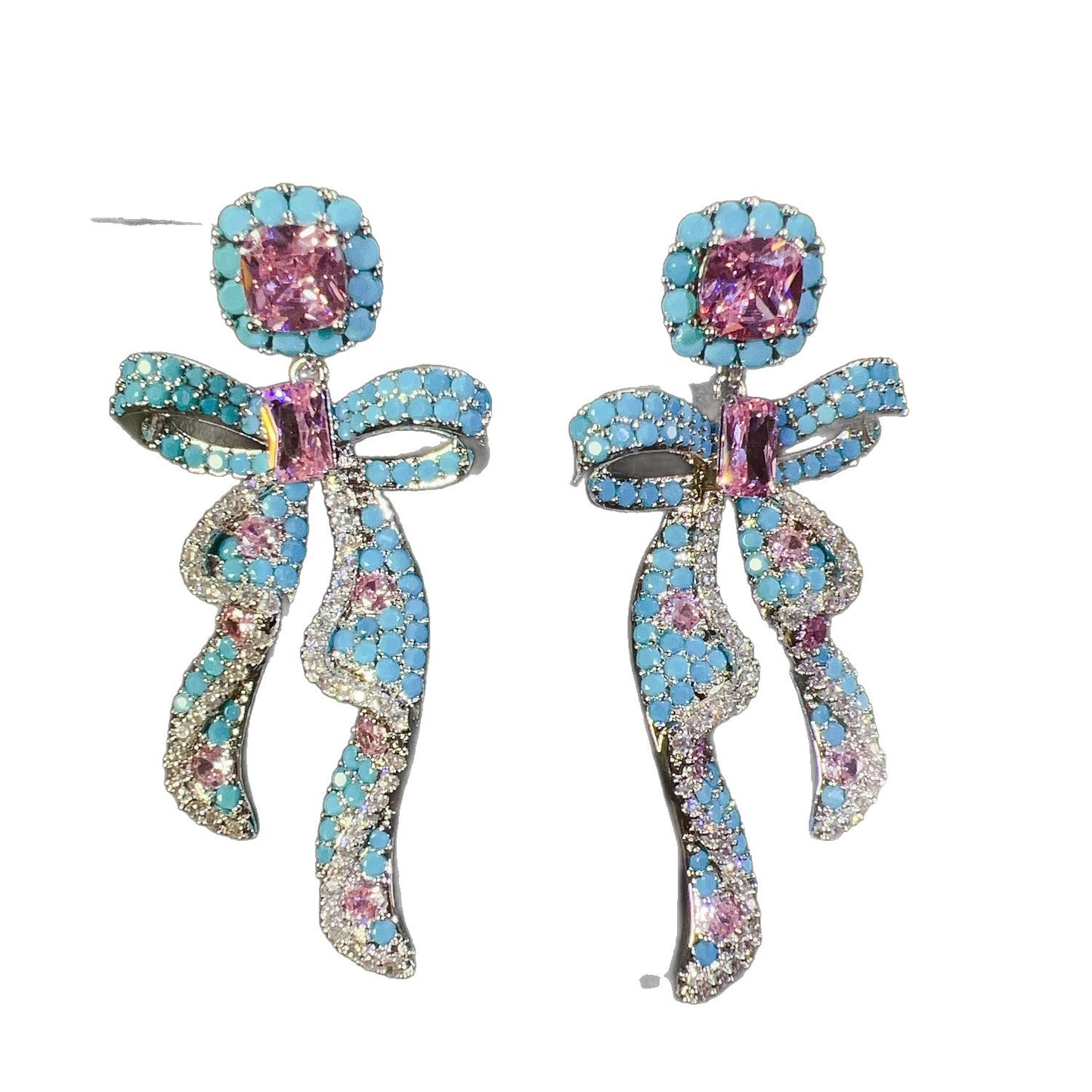 Women's Luxury Shining Bow Zircon Dinner High-grade Earrings