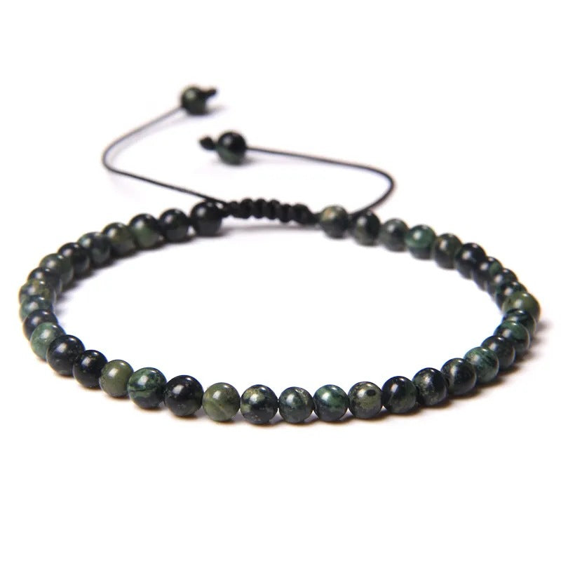 Agate Stone Braided Adjustable Gemstone Beads Bracelet
