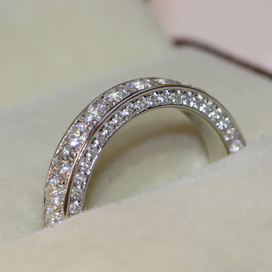 Women's Full Circle Of Rhinestone Zircon Sier-plated Rings