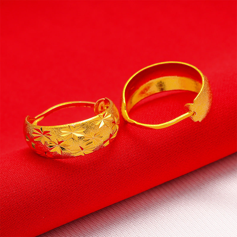 Gold European Sand Old Lady Starry Female Imitation Plated Round Rings
