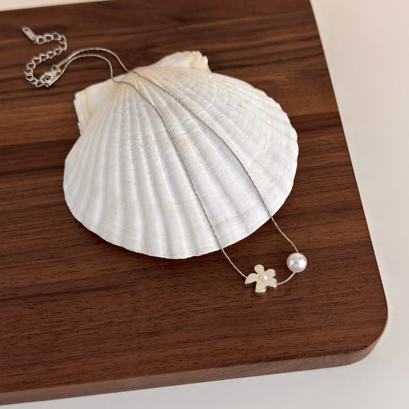 Women's Pieces Of Sier Imitation Pearl High-grade Clavicle Chain Necklaces