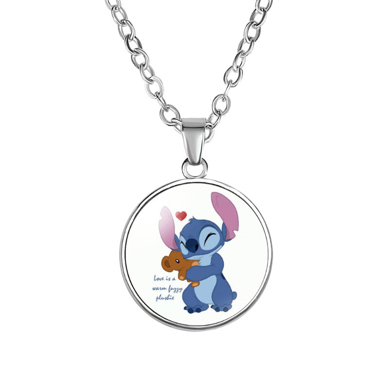 Children's Star Stitch Cartoon Pattern Time Stone Necklaces