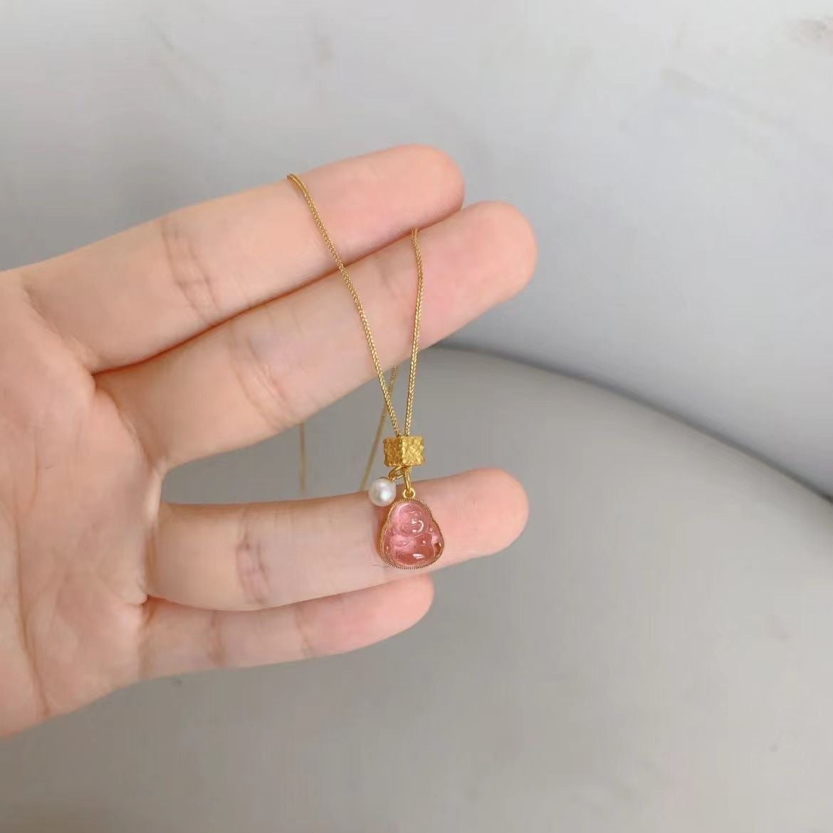 Women's Chinese Style Imitation Pink Tourmaline Small Chic For Special Interest Necklaces