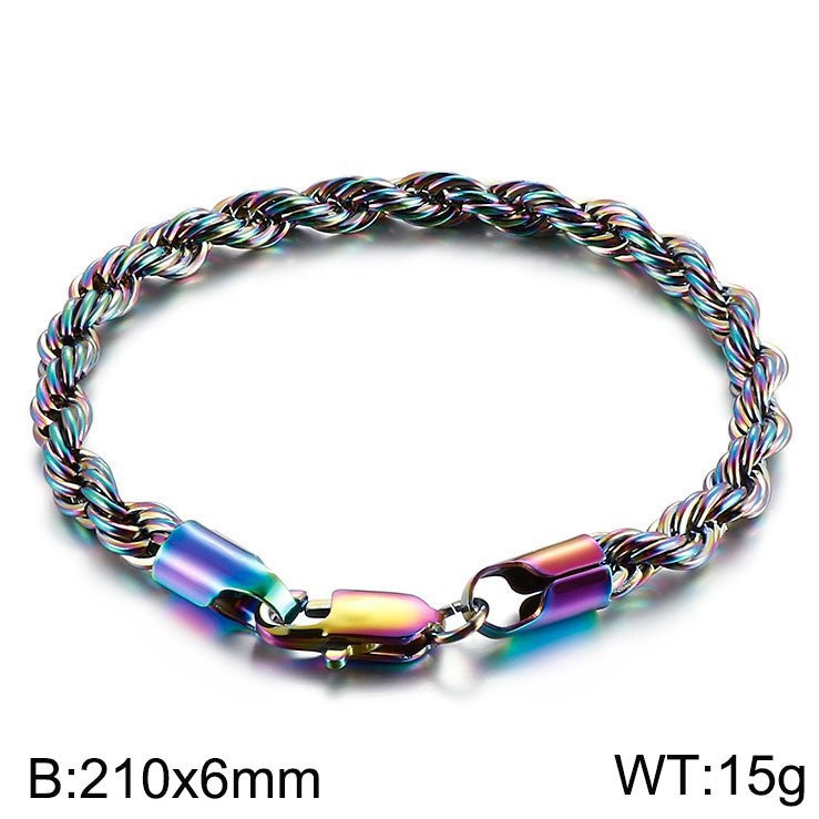 Steel Ornament Spiral Hemp Rope Hip Hop Bracelets