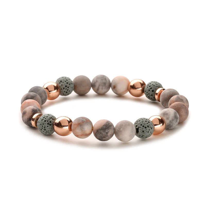 Natural Stone Essential Oil Pink Zebra Bracelets
