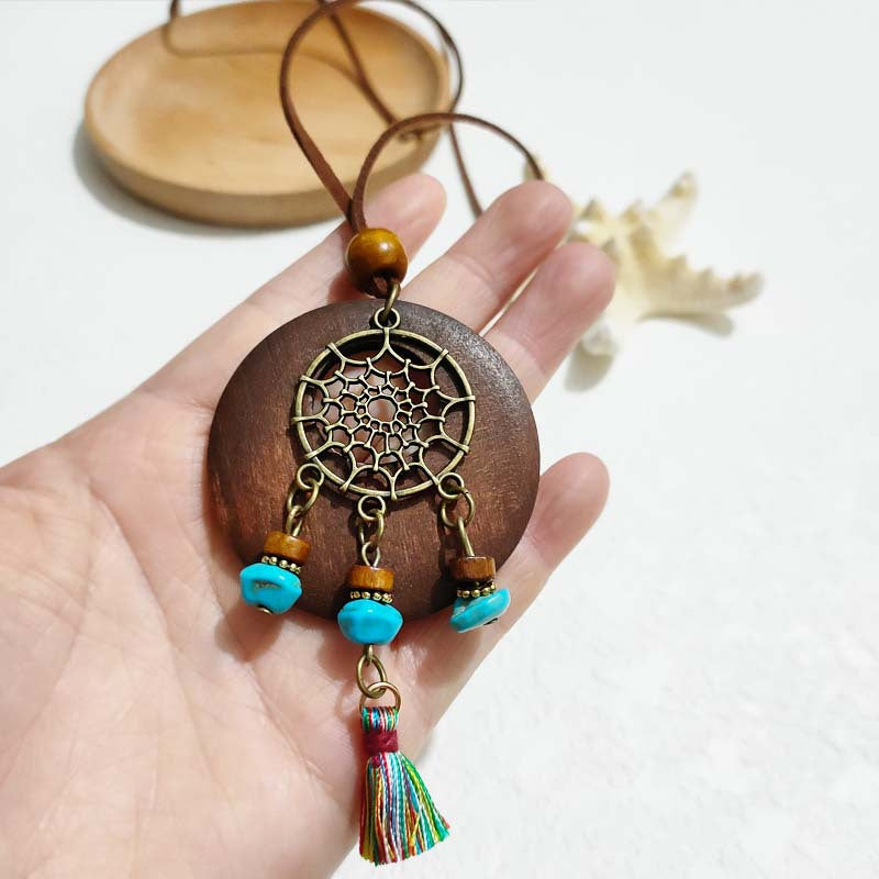 Women's Ethnic Style Wooden Tassel Long Sweater Chain Necklace