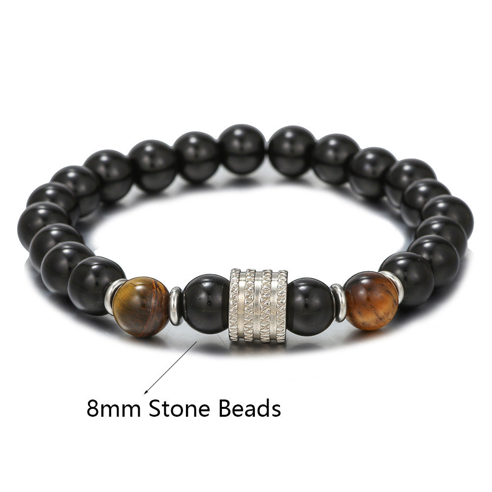 Men's Stone Stainless Steel Six-pointed Star Natural Bracelets