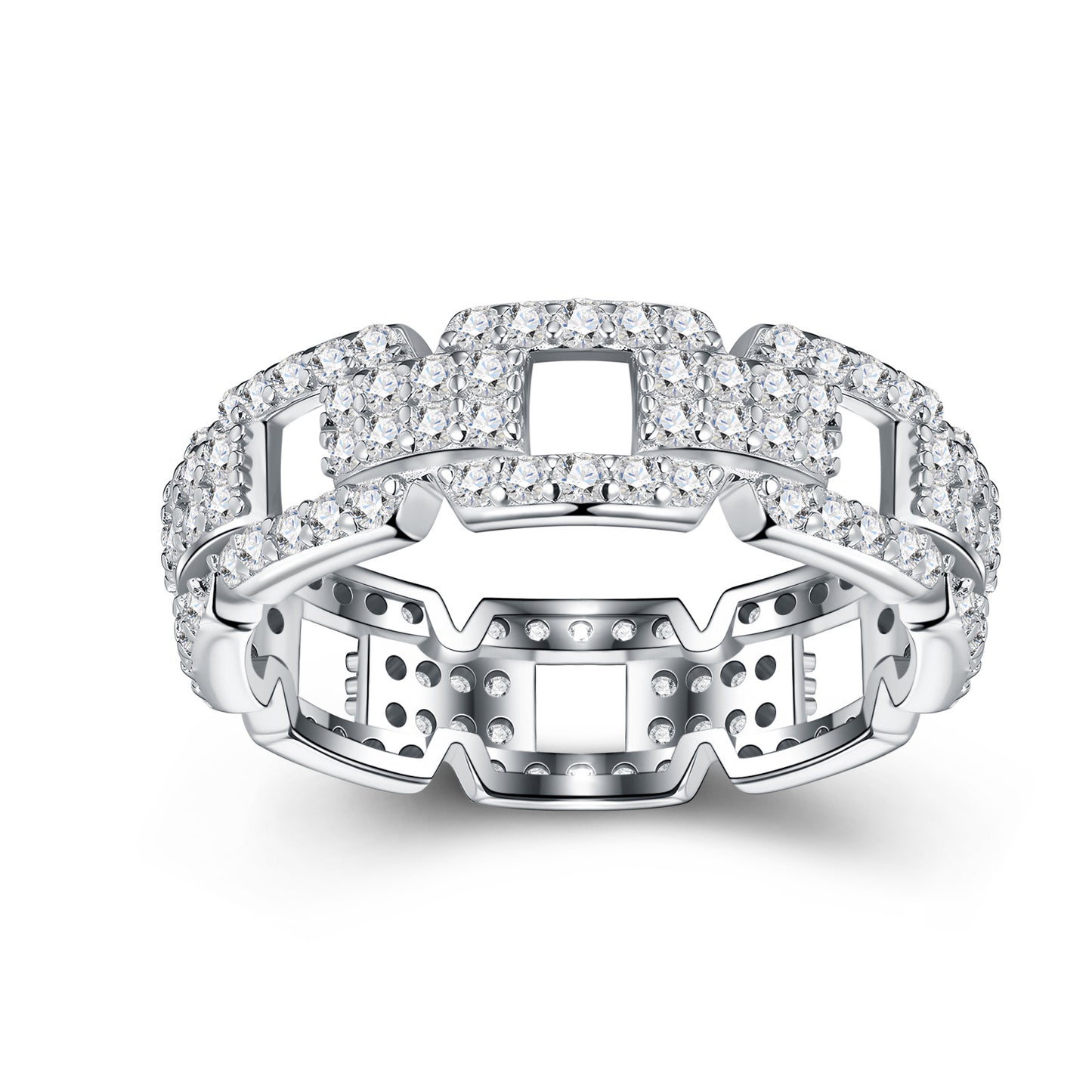 Women's Sier Pave Elegant Light Luxury Couple Moissanite Niche High Ring