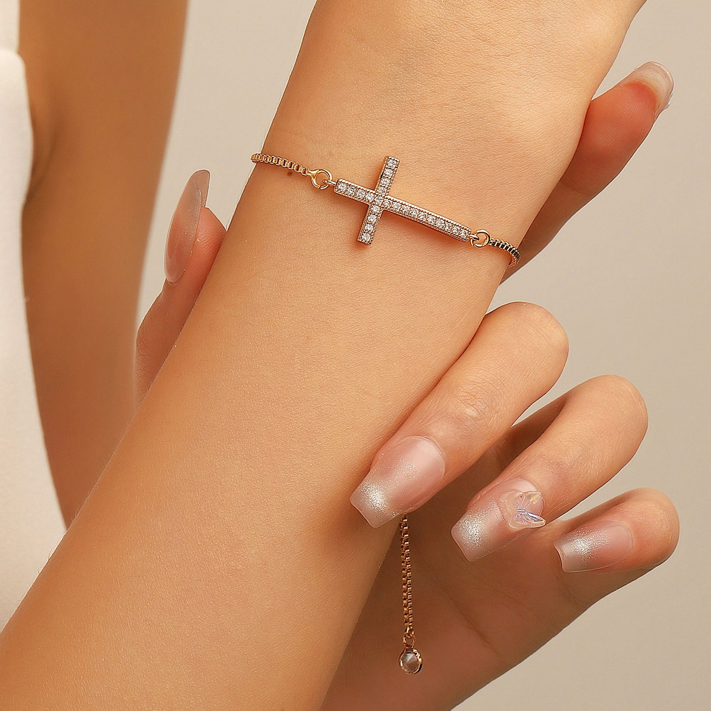 Women's Diamond Cross Retro Simple Pull-out Wrist Bracelets