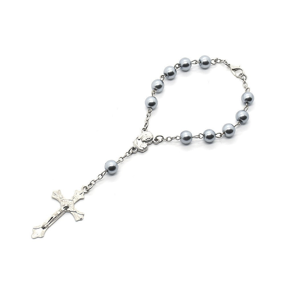 Black White Gray Red Beads Pearl Bracelet