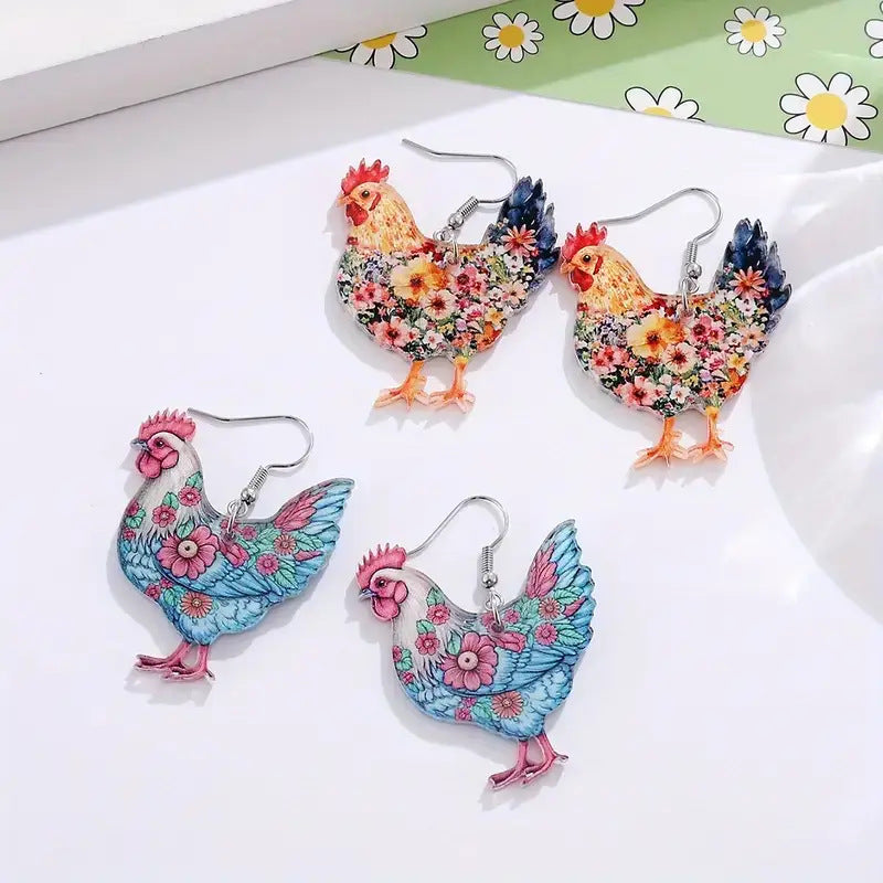 Bright Floral Flat Acrylic Creative Colorful Earrings