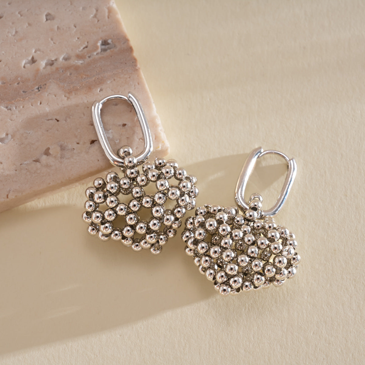 Style Hollowed Heart Shape Sier Needle Clip Personalized Minority Simple Ear Buckle