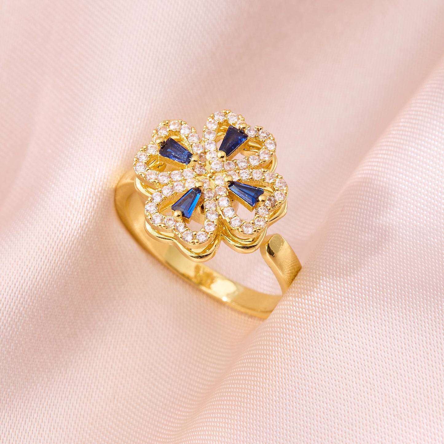 Valentine's Day Gift Flower Zircon Rotatable Ring