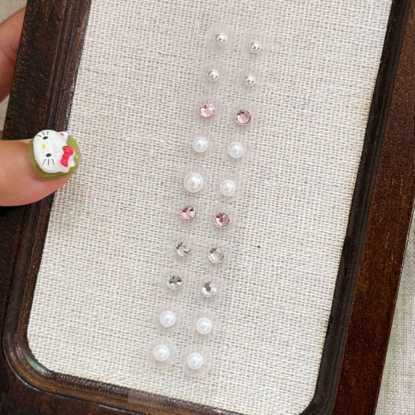 Fashion Auricular Point Sticker Crystal Ear Patch Bead Massage Stress Earrings