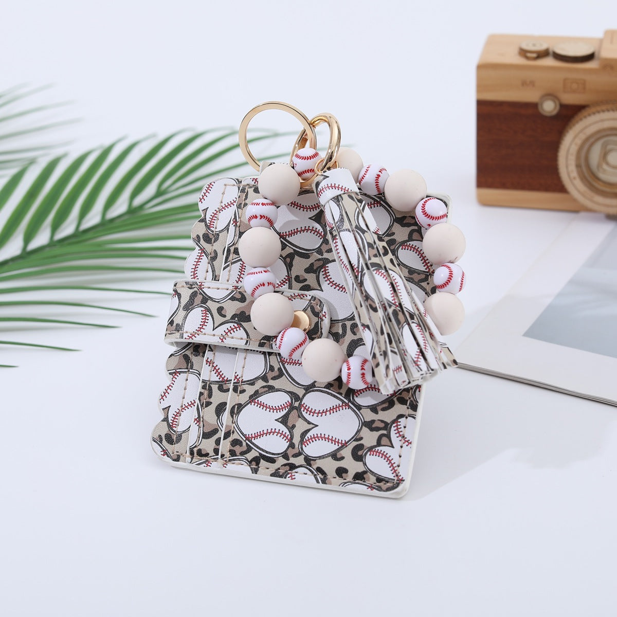 Sports Wooden Bead Card Holder Document Bracelets