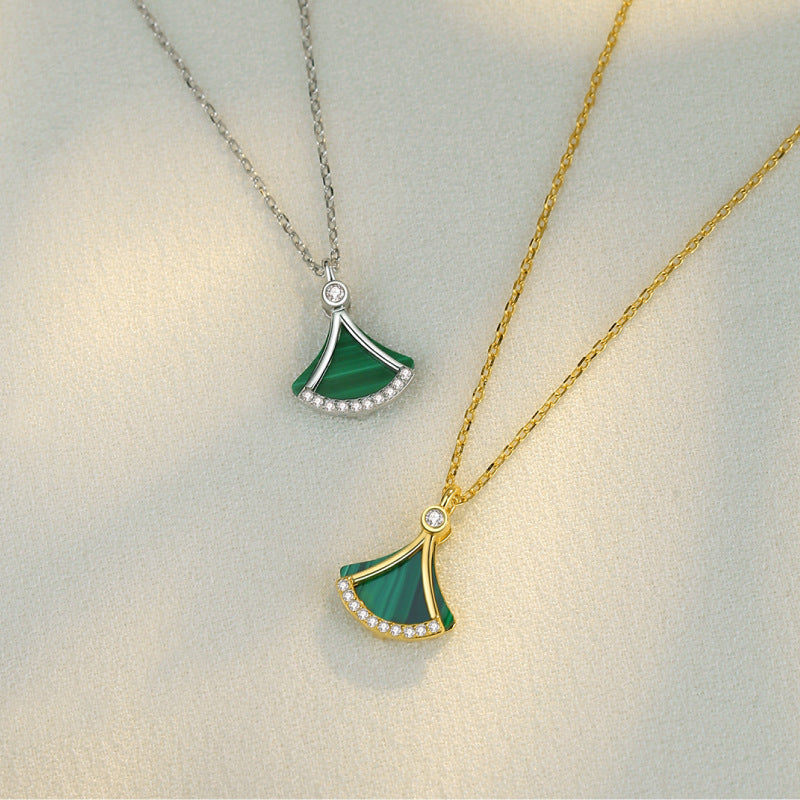 Skirt Malachite Female Sier Fan Niche Design Necklaces