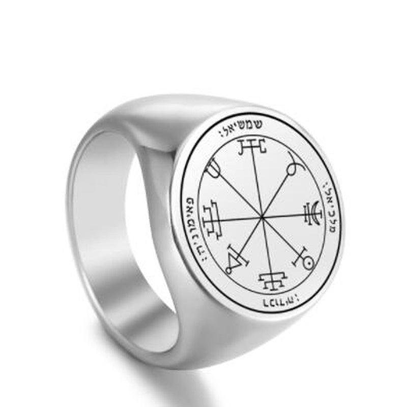 Steel Solomon Seal Jupiter Mars Mercury Moon Ring
