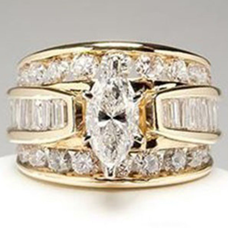 Slouchy Electroplating Zircon Fashion Engagement Hand Ring