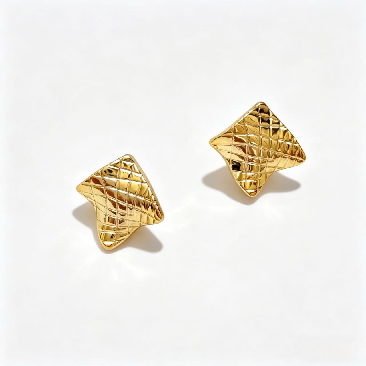 Square Block Irregular Texture Design Sense Niche Stud Earrings