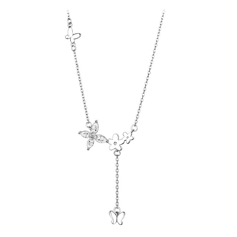 Rhinestone Butterfly Simple Versatile Mori Clavicle Necklace
