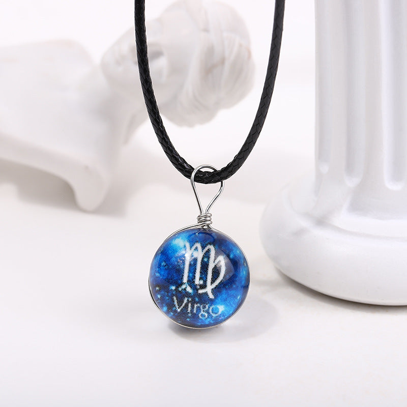 Starry Sky Luminous Twee Constellation Glass Mori Fresh Clavicle Chain Necklace