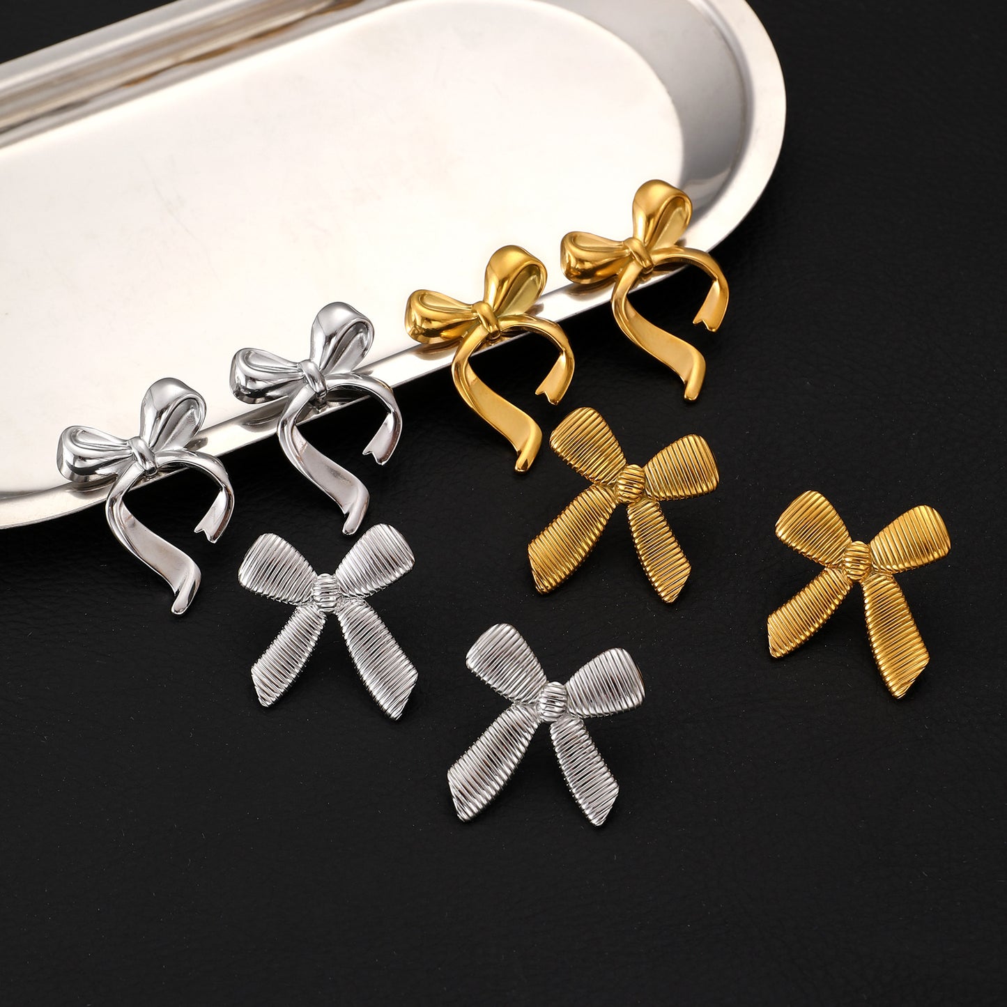 Women's Bow Stainless Steel Light Luxury High-grade Earrings