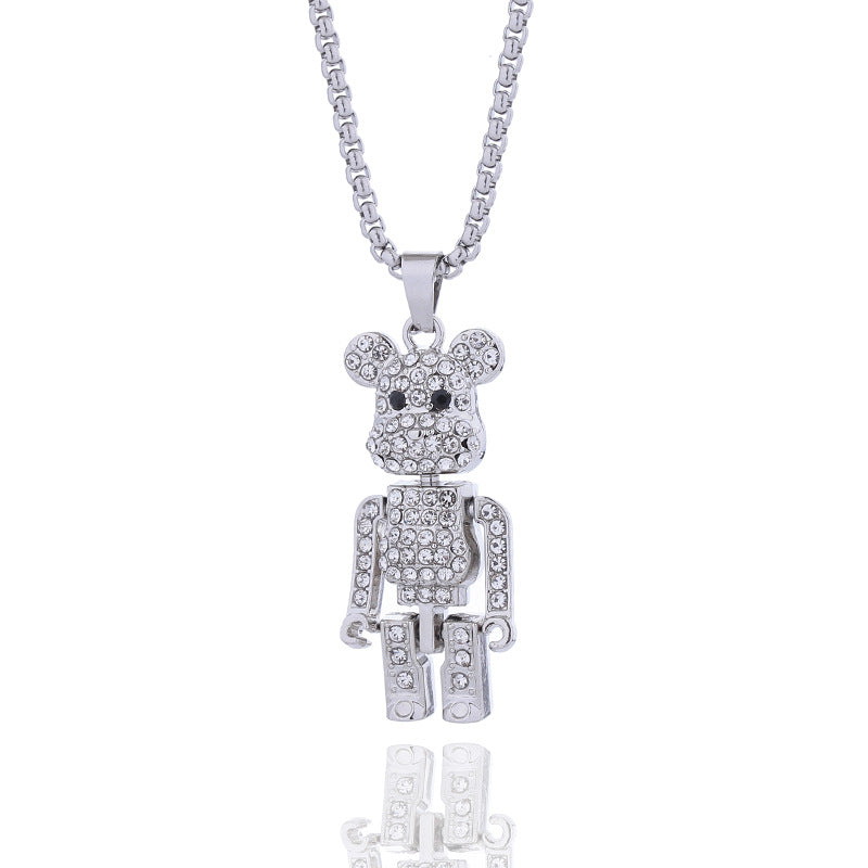 Full Diamond Violent Bear Long Female Simple Personality Necklaces
