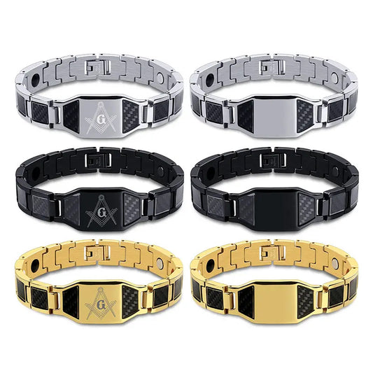Men's Titanium Steel Gold-plated Carbon Fiber Magnet Bracelets