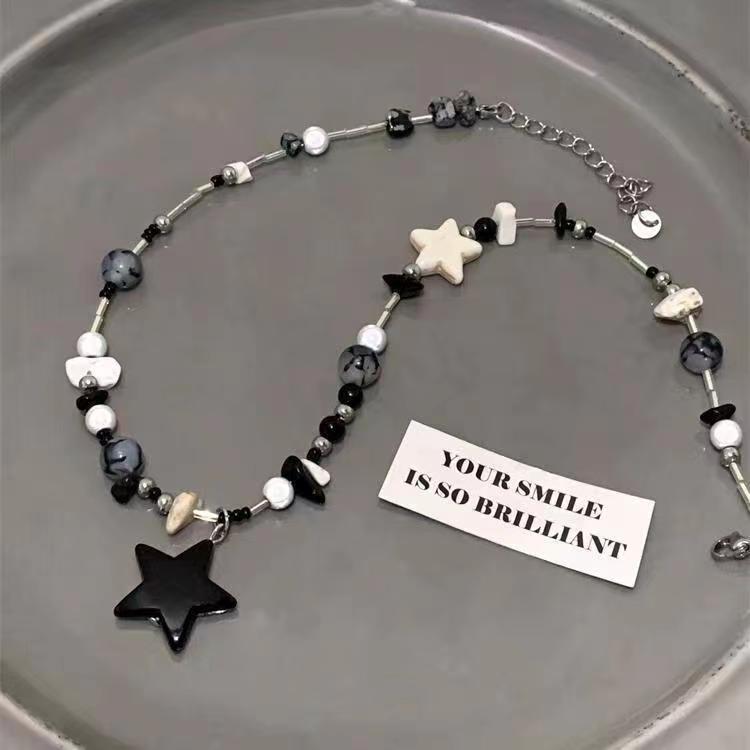 Sweet Cool Style Black Beads Of Clavicle Chain Female High Necklace