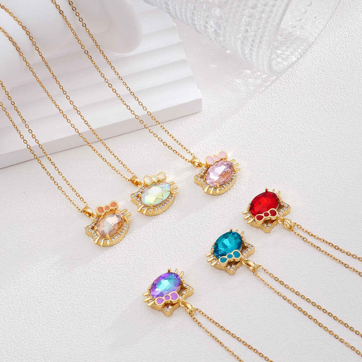 Titanium Steel Female Gold Cat Cartoon Design High-grade Necklaces
