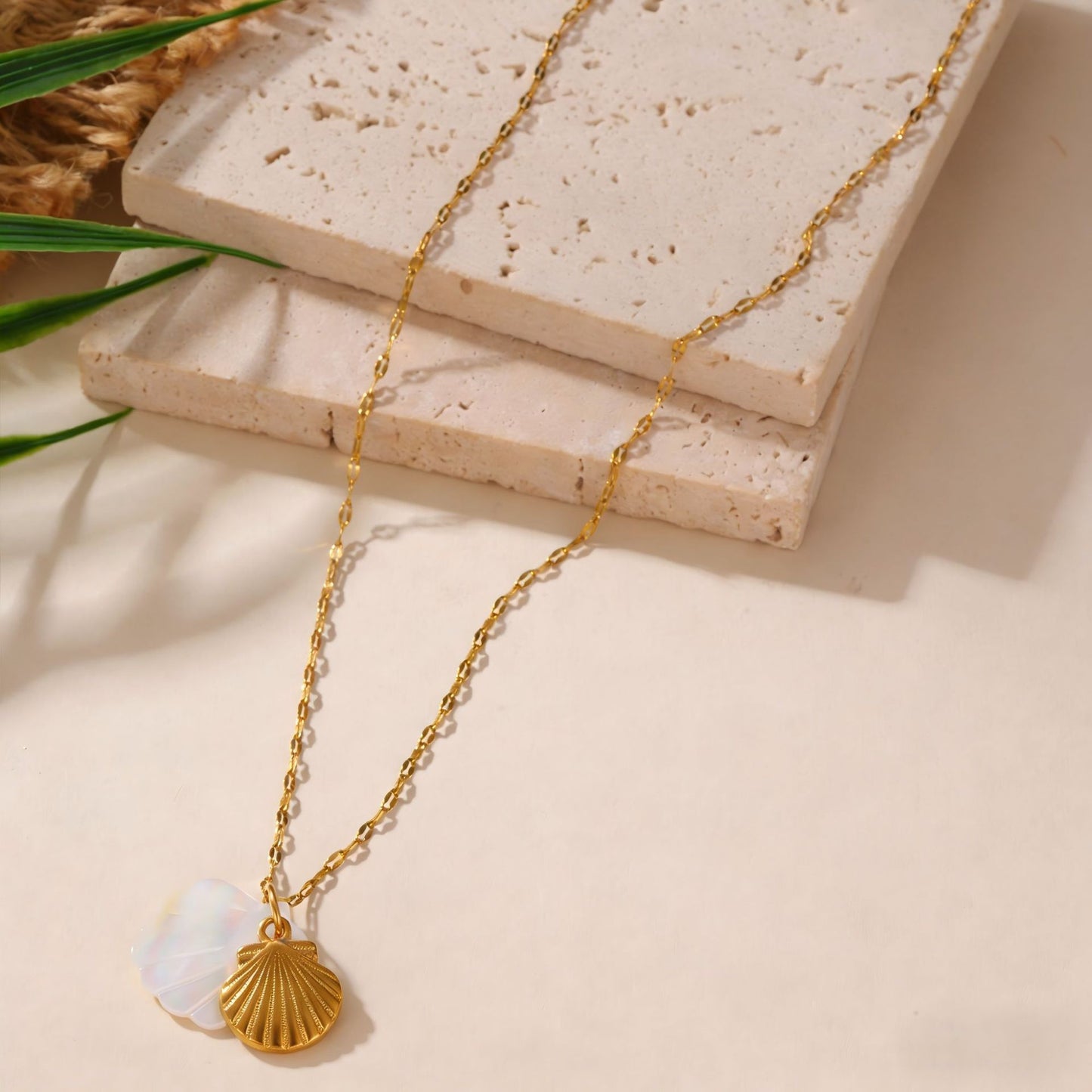 Ocean Female Vacation Style Seahorse Starfish Scallop Clavicle Chain Gold Necklace