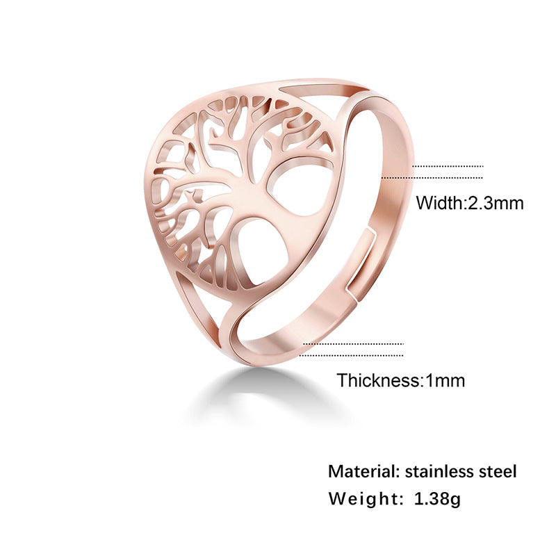 Women's Adjustable Stainless Steel Sacred Geometric For Charm Rings