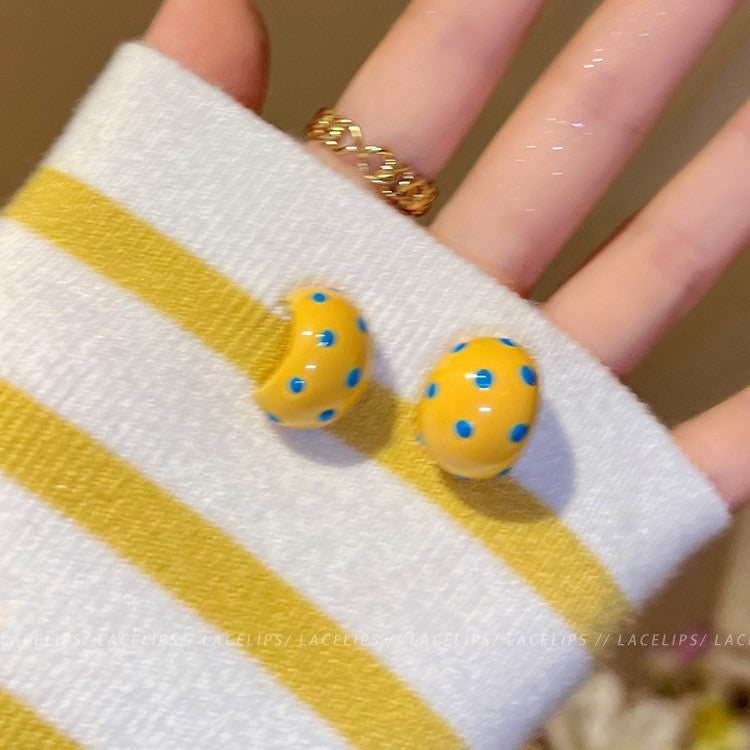 Women's Milk Yellow Wave Drop Glaze High-grade Light Luxury Dopamine Stud Earrings