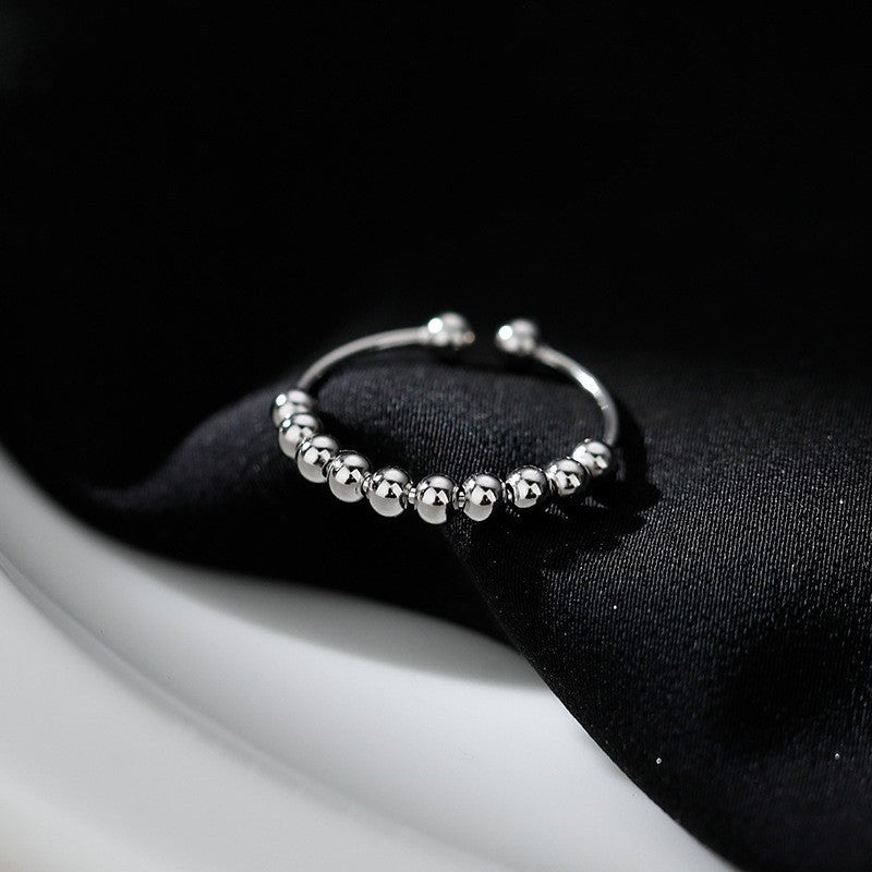 Women's Contrast Color Love Heart-shaped Small Beads Fashion Rings
