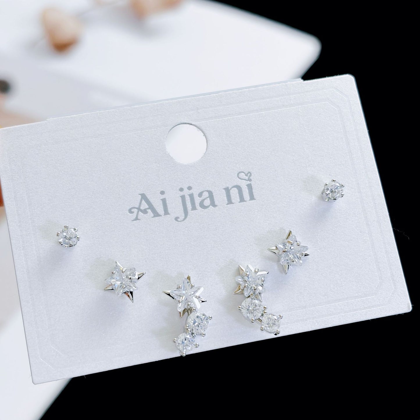 Women's Needle Simple Series Three Pairs Storage Ear Rings