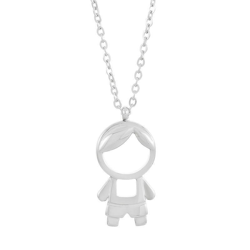 Cartoon Diamond Boys Heart Clavicle Chain Necklaces