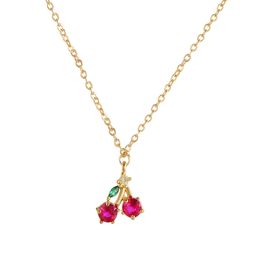 Color Zirconium Fruit Hot Cherry Peach Necklaces