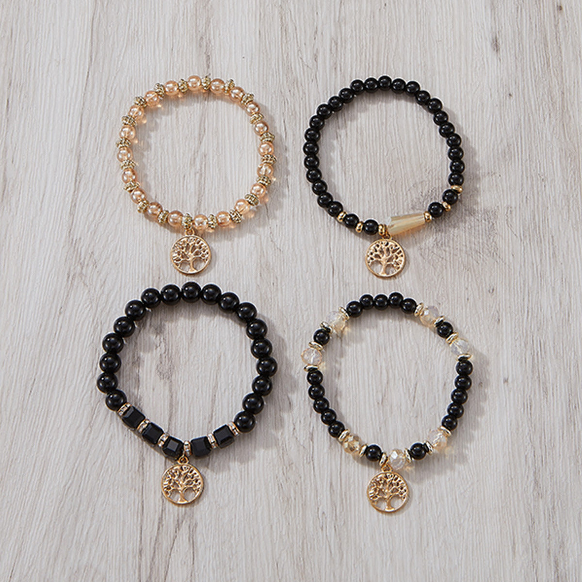 Bohemian Style String Beads Twin Four Bracelets