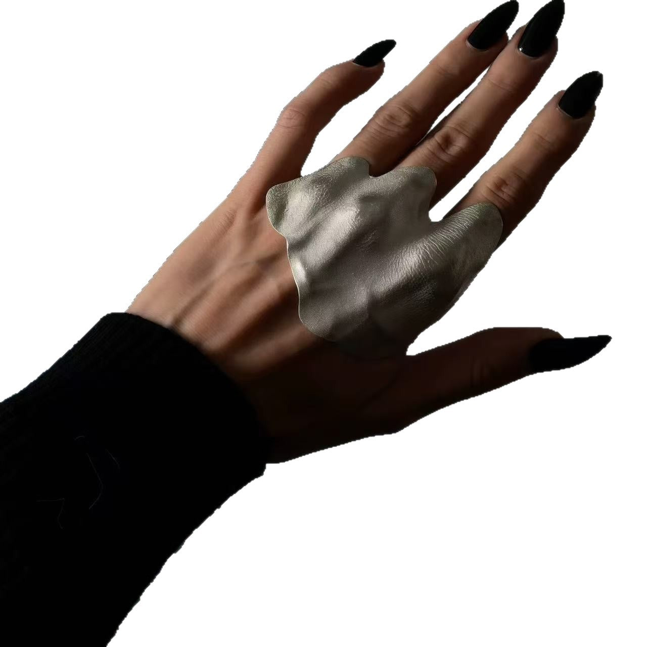 Metal Wide Dark Style Texture Matte Ring