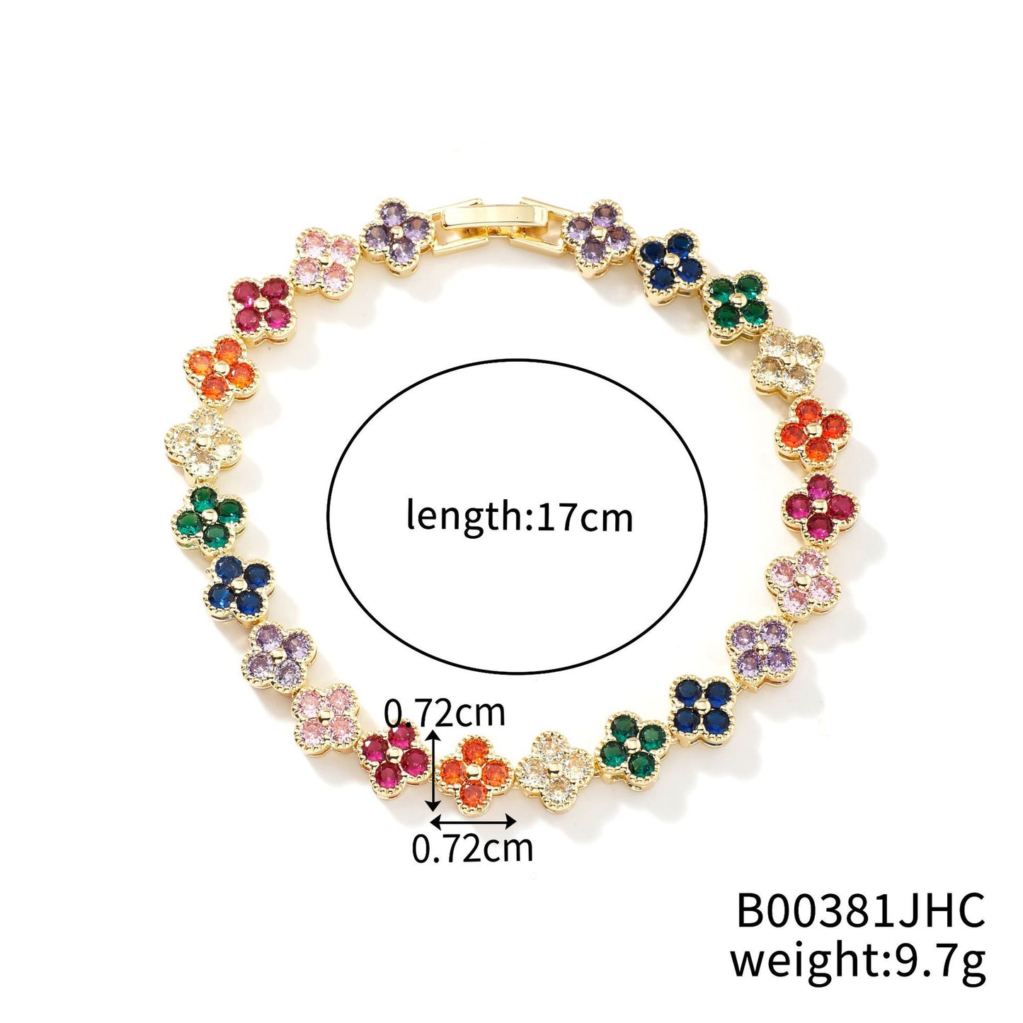 Clover Colorful Zircon Fashion Design Luxury Bracelets