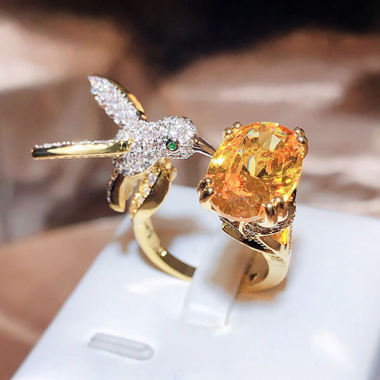 Women's Ding Design Colored Gems Simulation Santa Maria Aquamarine Rings