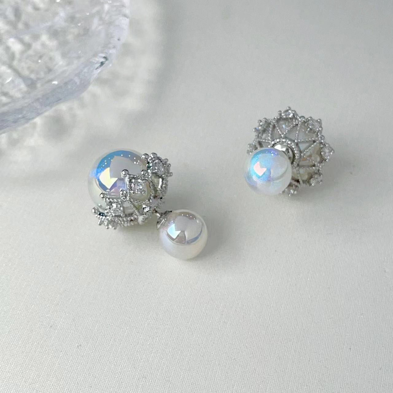 Double-sided Pearl Double Sides Ear Temperament Earrings