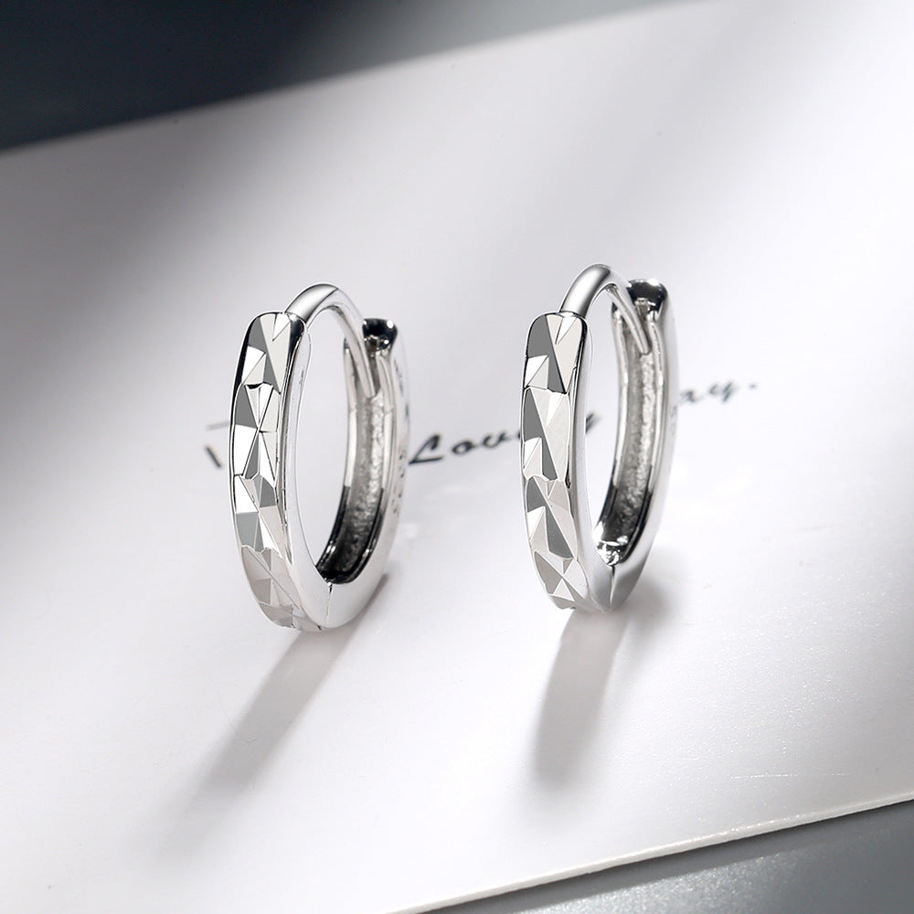Women's Carven Design Clip Style Simple Glossy Round Short Circle Rings