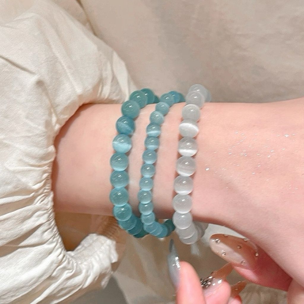 Sea Blue Opal Crystal High Goods Hand High-grade White Bracelet