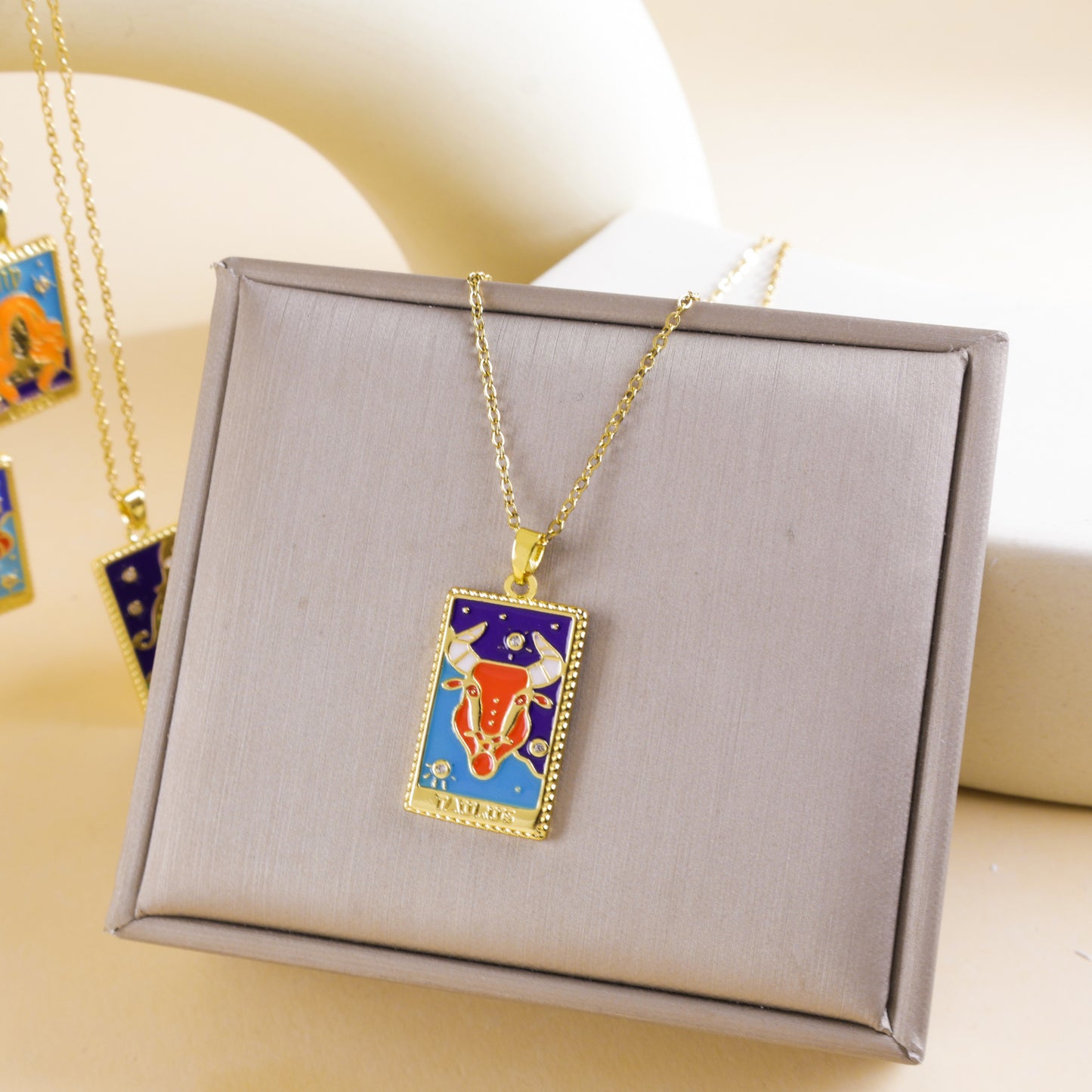 Drop Oil Relief Square Plate Female Minority Necklaces